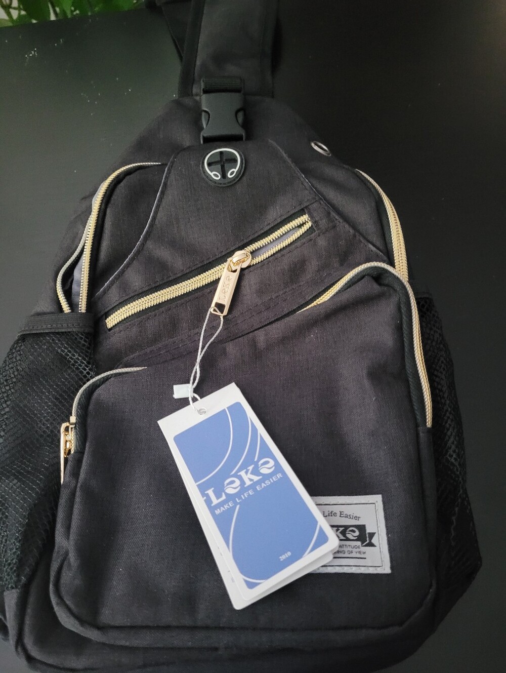 Leke Black Crossbody Sling Bag